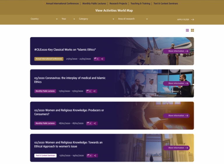 List out published activities